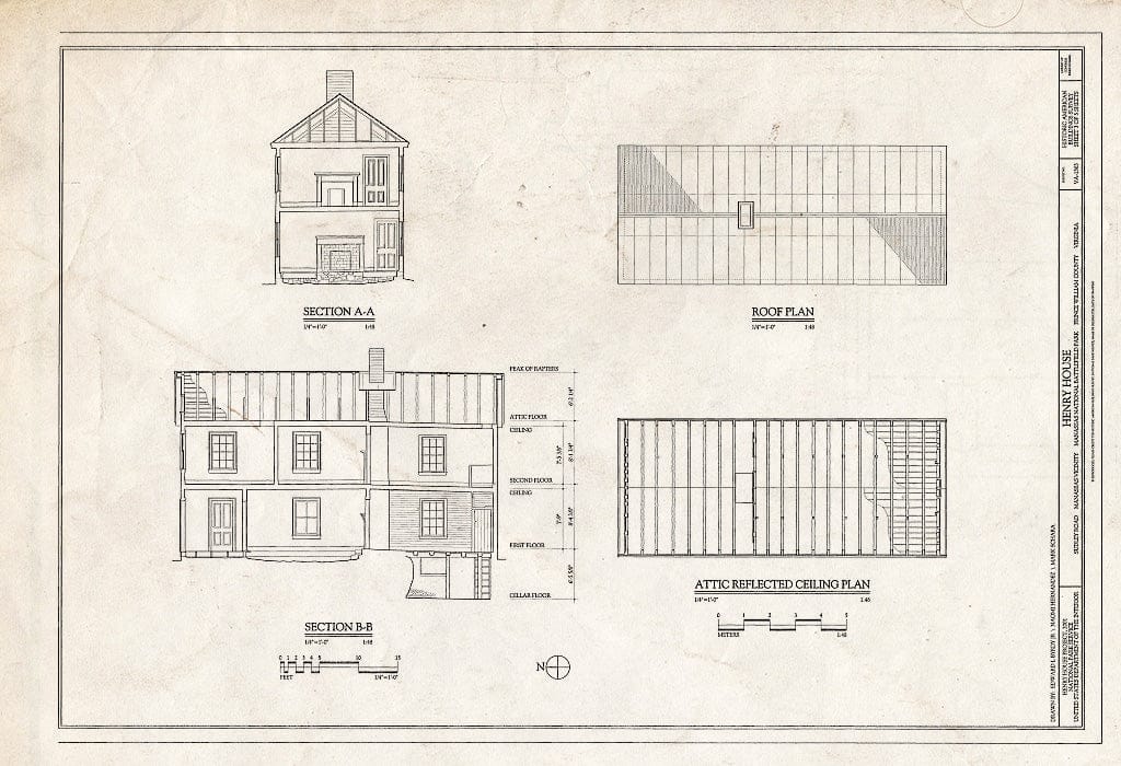 Blueprint HABS VA,76-Man.V,2- (Sheet 3 of 5) - Henry House, Sudley Road, Manassas, Manassas, VA