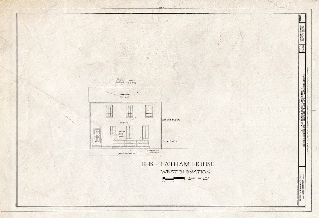 Blueprint HABS VA,7-Alex,183 (Sheet 4 of 8) - Latham House, 1200 North Quaker Lane, Alexandria, Independent City, VA