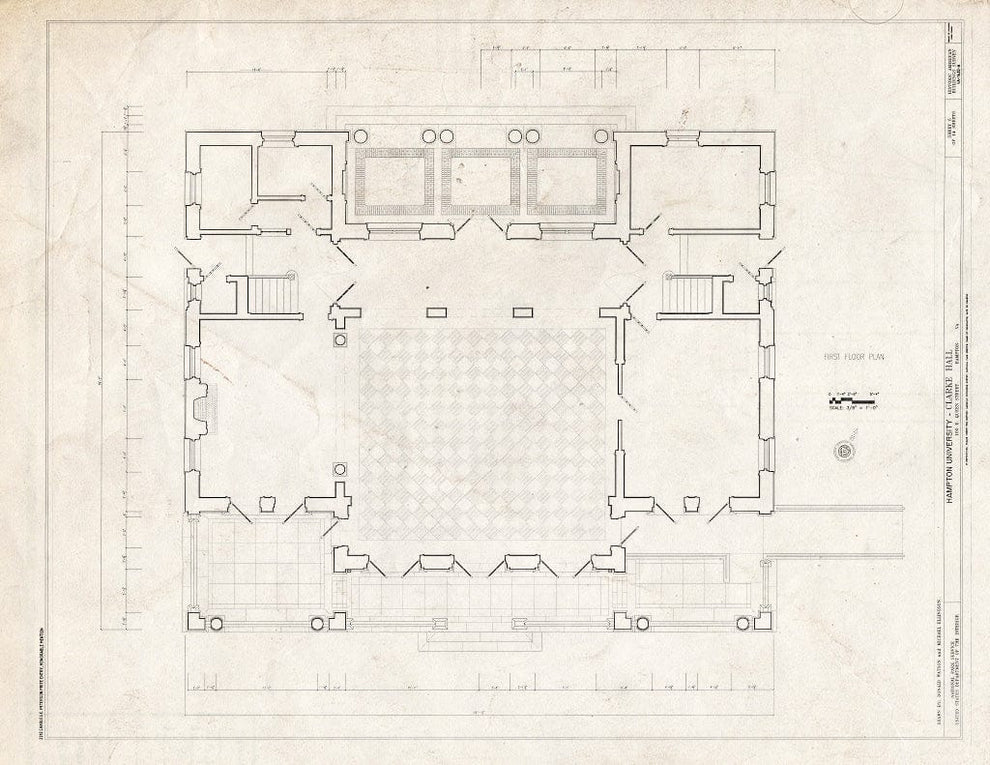 Blueprint First Floor Plan - Hampton University, Clarke Hall, Intersec ...