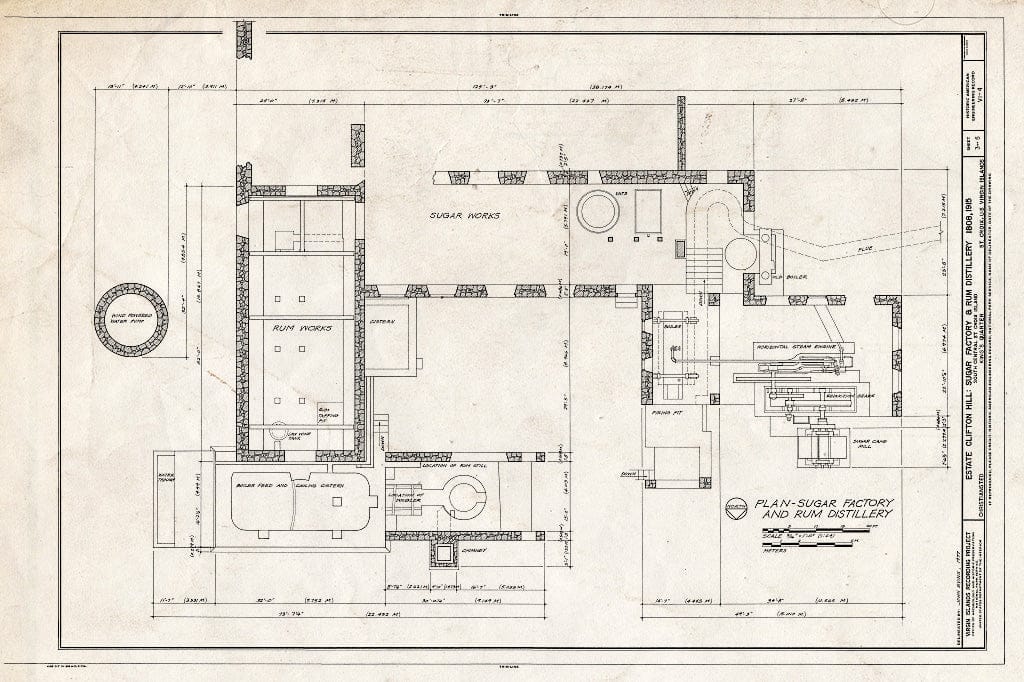 Blueprint Plan, Sugar Factory and Rum Distillery - Estate Clifton Hill, Sugar Factory & Rum Distillery, South Central Street, Christiansted, St. Croix, VI