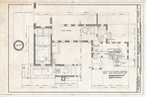 Blueprint Plan, Sugar Factory and Rum Distillery - Estate Clifton Hill, Sugar Factory & Rum Distillery, South Central Street, Christiansted, St. Croix, VI