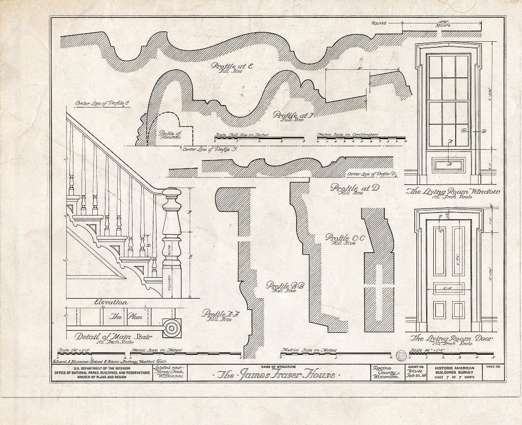 Blueprint HABS WIS,51-,1- (Sheet 7 of 7) - James Frazer House, Honey Creek, Walworth County, WI