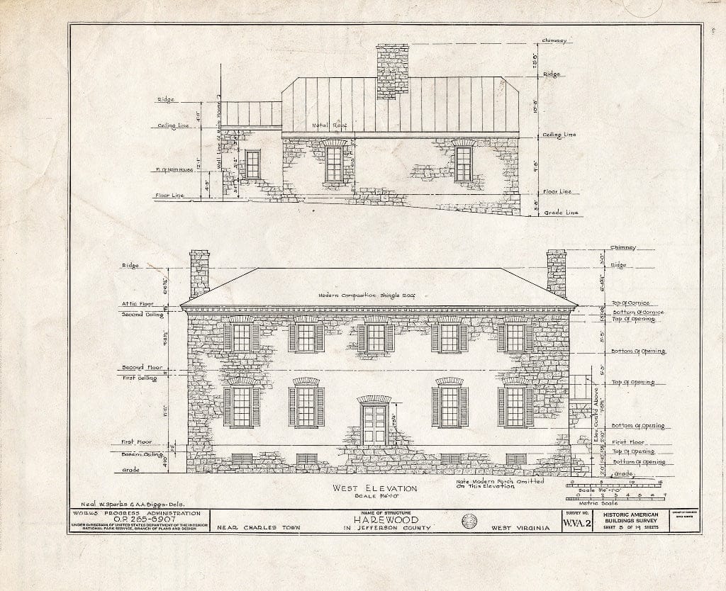 Blueprint HABS WVA,19-Chart.V,1- (Sheet 5 of 20) - Harewood, Charles Town, Jefferson County, WV
