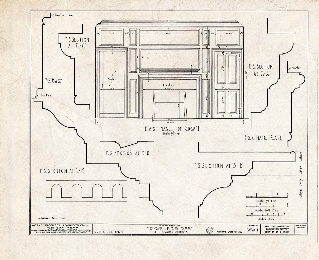 Blueprint HABS WVA,19-LETO.V,1- (Sheet 5 of 8) - Traveler's Rest, Leetown, Jefferson County, WV