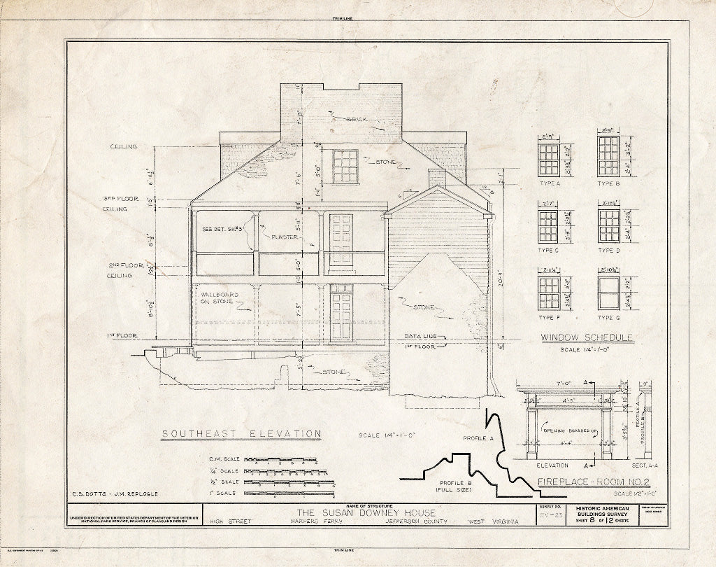 Blueprint HABS WVA,19-HARF,9- (Sheet 8 of 12) - Susan Downey House, High Street, Harpers Ferry, Jefferson County, WV