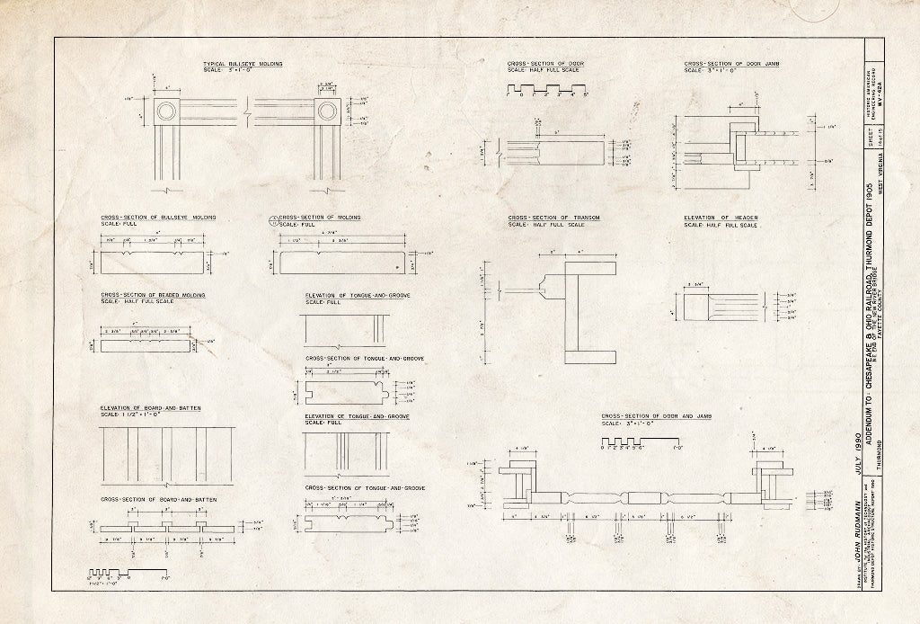 Blueprint HAER WVA,10-THUR,1A- (Sheet 14 of 15) - Chesapeake & Ohio Railroad, Thurmond Depot, Northeast end of New River Bridge, Thurmond, Fayette County, WV