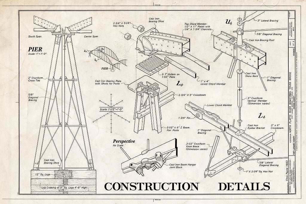 Blueprint HAER WYO,8-FOLA.V,1- (Sheet 2 of 2) - North Platte River Bowstring Truss Bridge, Spanning North Platte River, Fort Laramie, Goshen County, WY