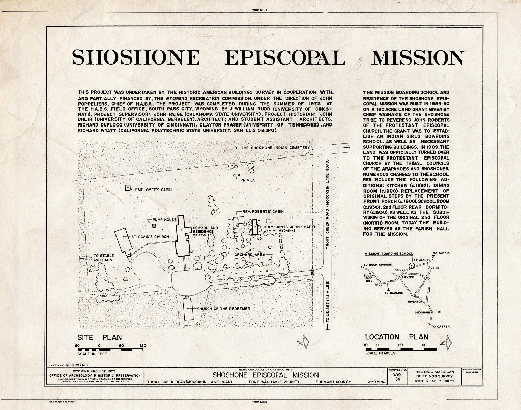 Blueprint Site Plan - Shoshone Episcopal Mission, Wind River Indian Reservation, Fort Washakie, Fremont County, WY