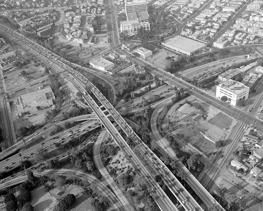 Four Level Interchange, Intersection of Arroyo Seco Parkway & Harbor, Hollywood, & Santa Ana Freeways (milepost 23.69), Los Angeles, Los Angeles County, CA 1