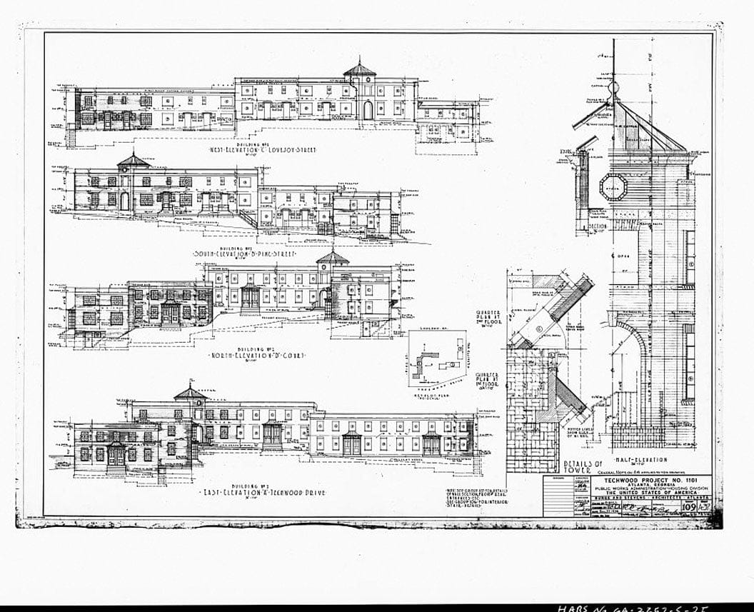 Historic Photo : Techwood Homes, Building No. 16, 488-514 Techwood Drive, Atlanta, Fulton County, GA 3 Photograph