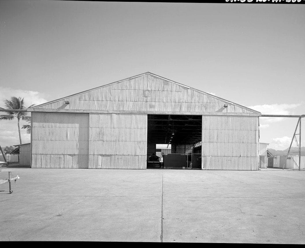 Historic Photo : U.S. Naval Base, Pearl Harbor, Army Hangar, Wasp Boulevard at north intersection with Ranger Loop, Pearl City, Honolulu County, HI 1 Photograph