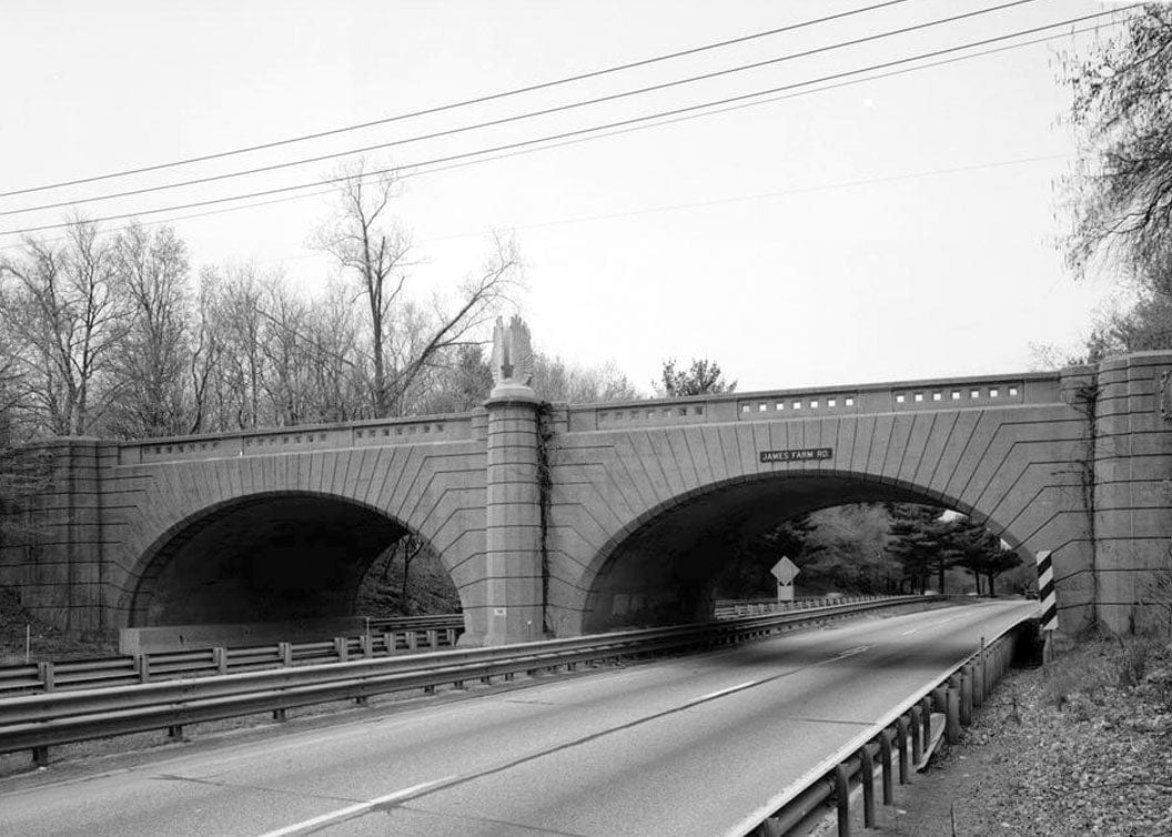 Historic Photo : Merritt Parkway, James Farm Road Bridge, Spanning Merritt Parkway, Stratford, Fairfield County, CT 1 Photograph