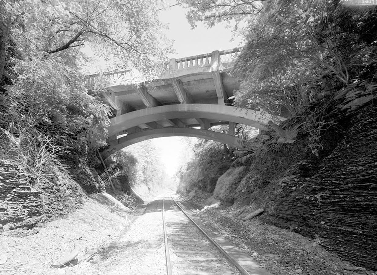 Historic Photo : Maple Street Bridge, Spanning former St. Louis & San Francisco Railroad at Maple Street, Fayetteville, Washington County, AR 1 Photograph
