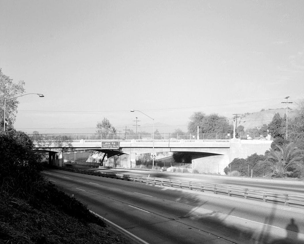 Historic Photo : Arroyo Seco Parkway, Avenue 43 Bridge, Milepost 27.12, Los Angeles, Los Angeles County, CA 1 Photograph