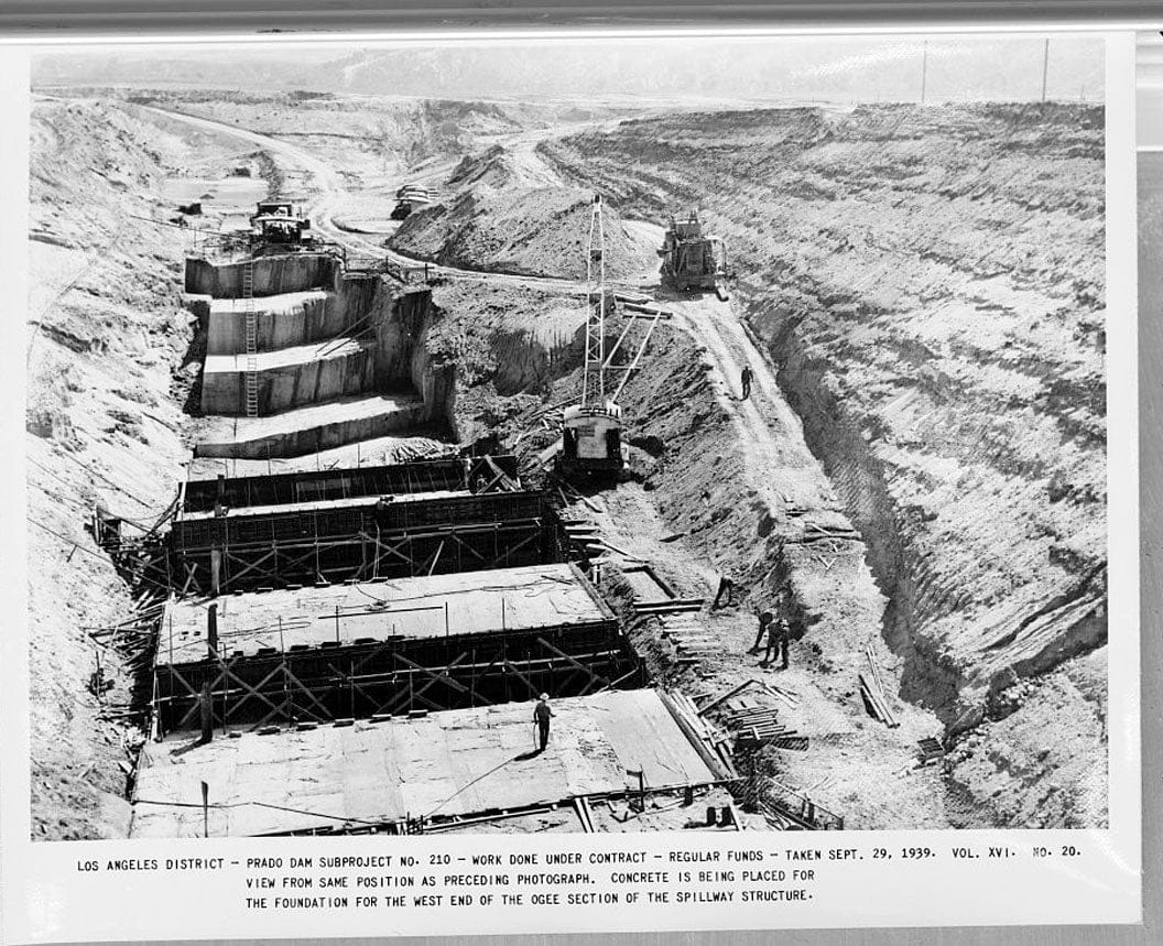Historic Photo : Prado Dam, Spillway, Santa Ana River near junction of State Highways 71 & 91, Corona, Riverside County, CA 5 Photograph
