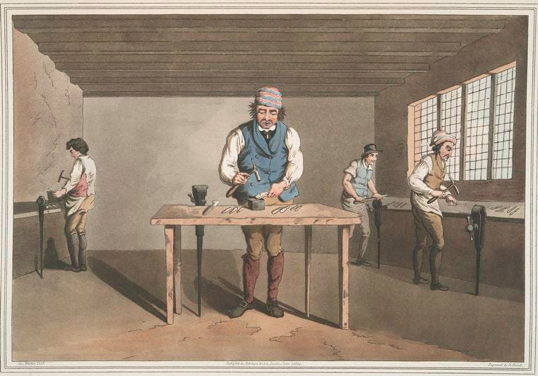 Art Print : 1814, Sheffield Cutler. - Vintage Wall Art