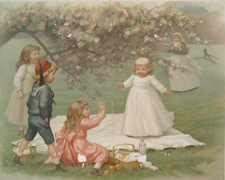 Art Print : The Interrupted Picnic, Vintage Wall Art