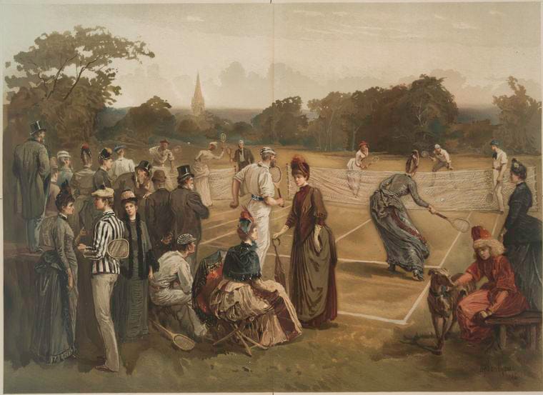 Art Print : Lawn Tennis, 1886 - Vintage Wall Art