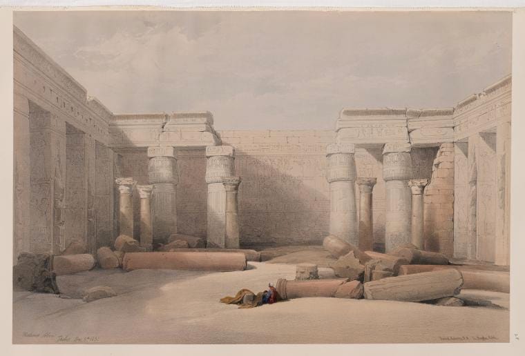 Art Print : Medinet Abou [Medinet Habu], Thebes. Dec. 5th, 1832, 1787 - Vintage Wall Art