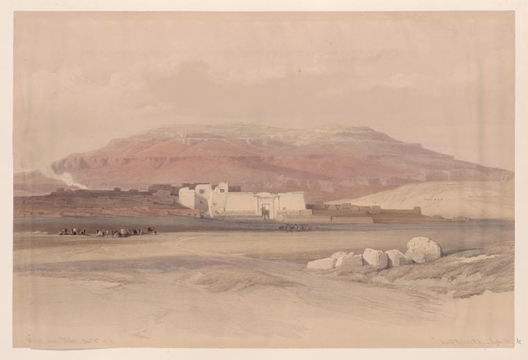 Art Print : Medint [sic] Abou [Medinet Habu], Thebes. Dec. 8th, 1838, 1787 - Vintage Wall Art