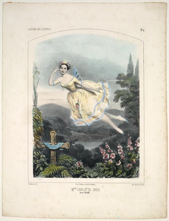 Art Print : Melle Carlotta Grisi Dans Giselle. [Lithograph by Challamel] Imp. Bertauts, 1844 - Vintage Wall Art