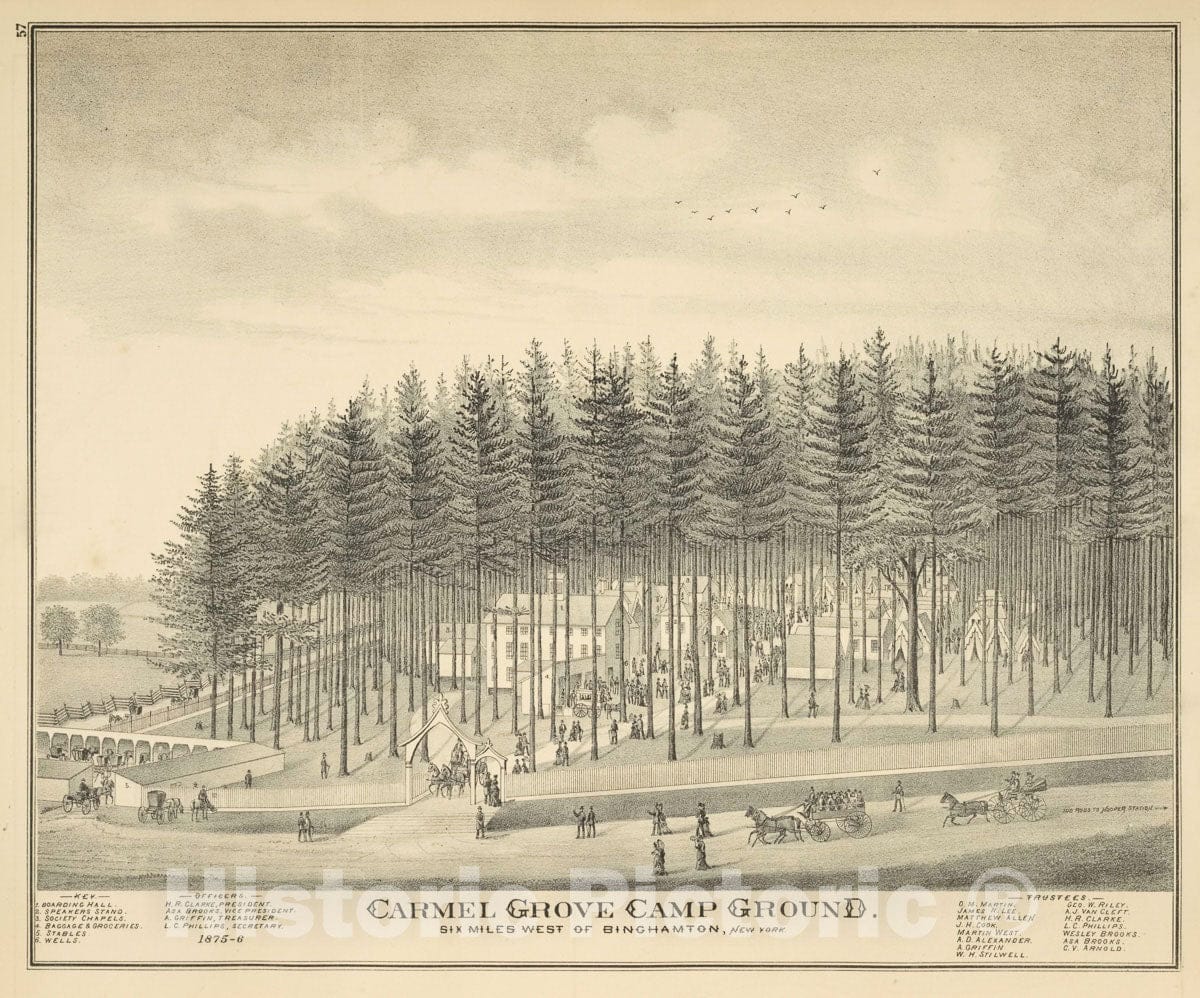 Art Print : 1876, Carmel Grove Camp Ground. Six Miles west of Binghamton, New York. - Vintage Wall Art