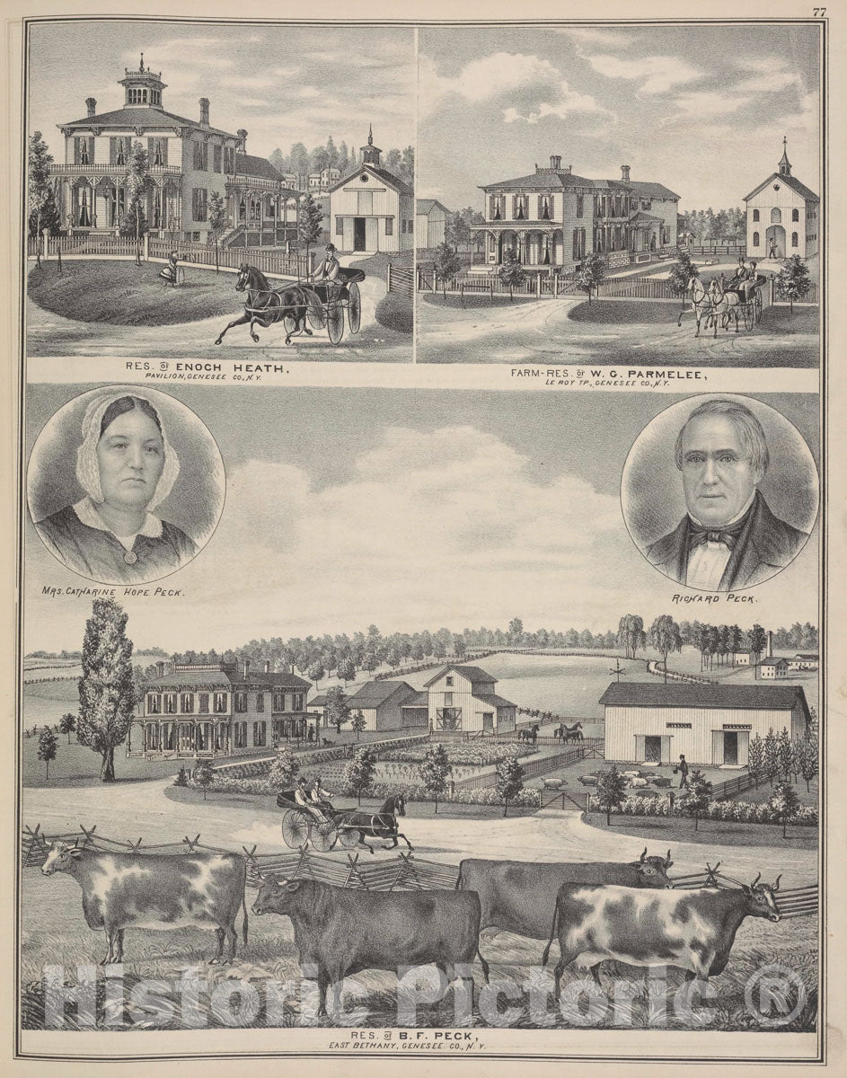 Art Print : 1876, Res. of Enoch Health, Pavilion, Genesee Co, N.Y - Vintage Wall Art