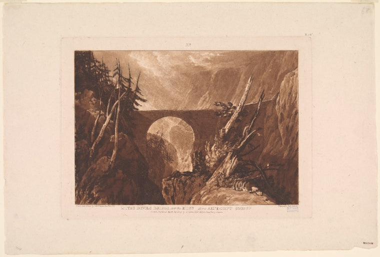 Art Print : 1809, Little Devil's Bridge Over The Russ Above Altdorft Swiss[LAN] d. - Vintage Wall Art