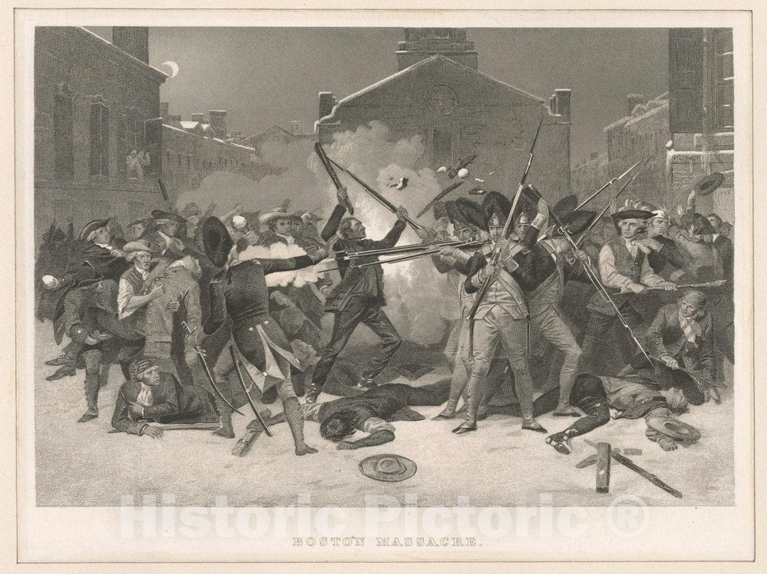 Art Print : Boston Massacre. - Vintage Wall Art