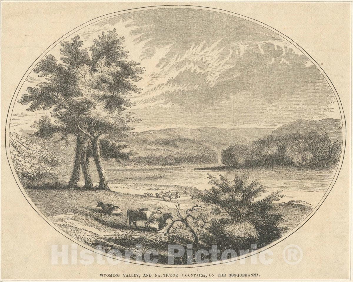 Art Print : Wyoming Valley, and Nauticook Mountains, on The Susquehanna. - Vintage Wall Art