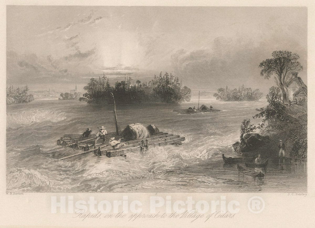 Art Print : Rapids, on The Approach to The Village of Cedars. - Vintage Wall Art