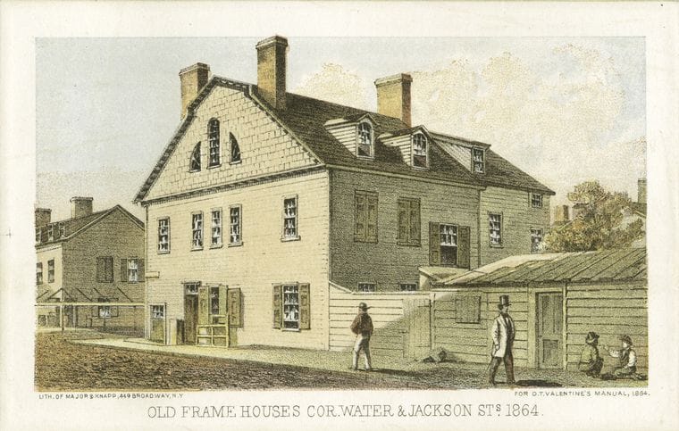 Art Print : 1828, Old Frame Houses cor. Water & Jackson STS. 1864 - Vintage Wall Art
