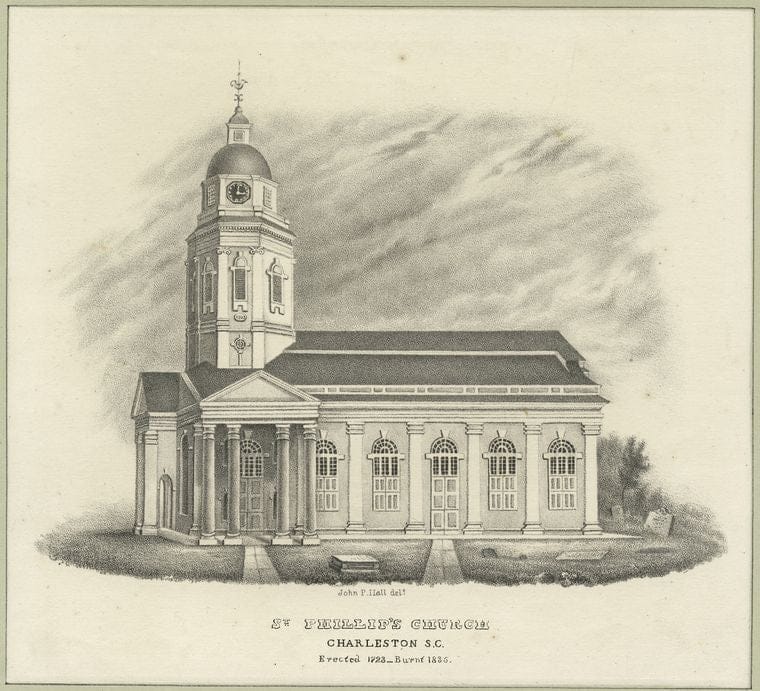 Art Print : 1775, St. Phillip's Church Charleston S.C. - Vintage Wall Art