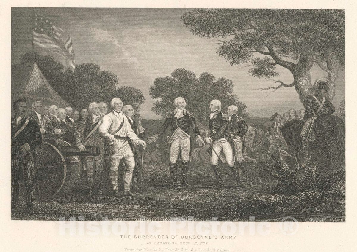 Art Print : The Surrender of Burgoyne's Army at Saratoga Octr. 17, 1777. - Vintage Wall Art