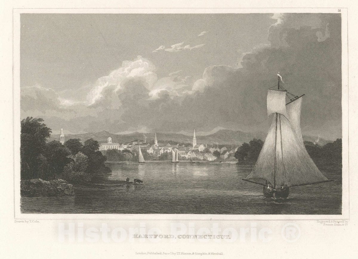 Art Print : Hartford, Connecticut. - Vintage Wall Art