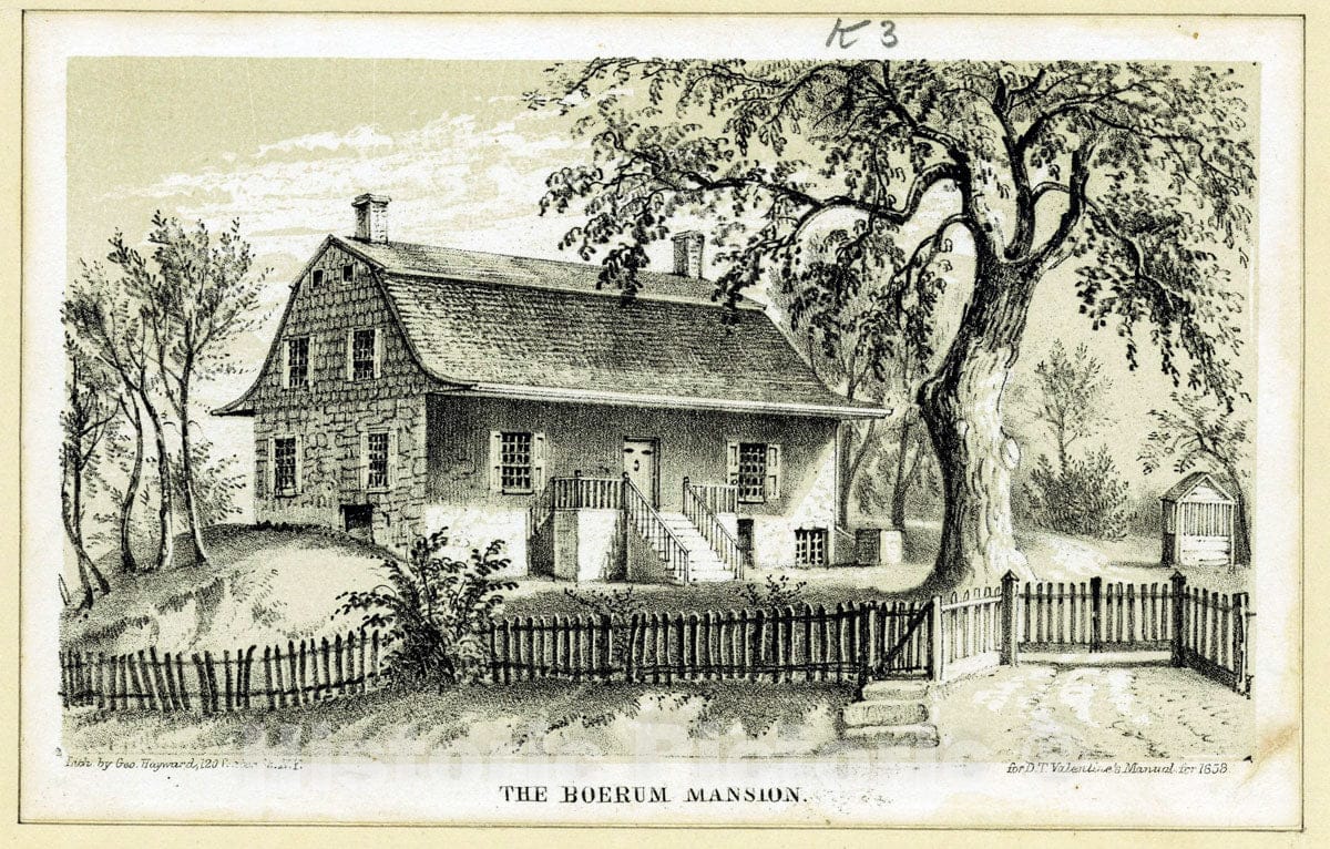Art Print : 1828, The Boerum Mansion - Vintage Wall Art