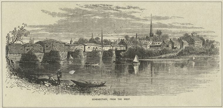 Art Print : c.1600 , Schenectady, from The west - Vintage Wall Art