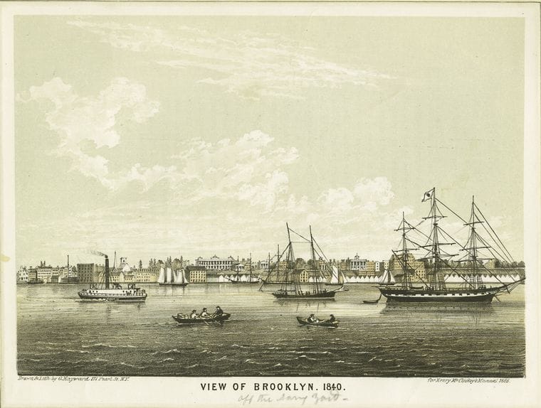 Art Print : c.1775 , View of Brooklyn, 1840 - Vintage Wall Art