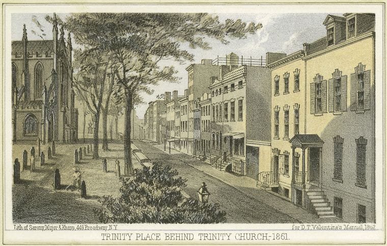 Art Print : 1828, Trinity Place Behind Trinity Church, 1861 - Vintage Wall Art