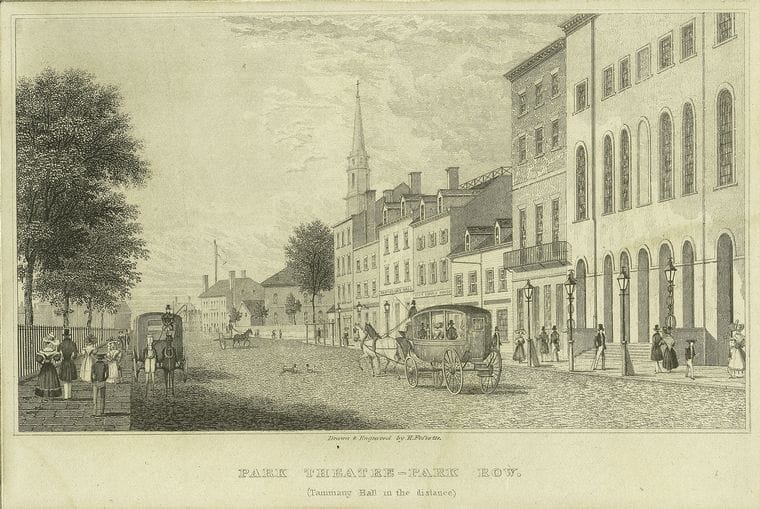 Art Print : 1801, Park Theatre, Park Row - Vintage Wall Art