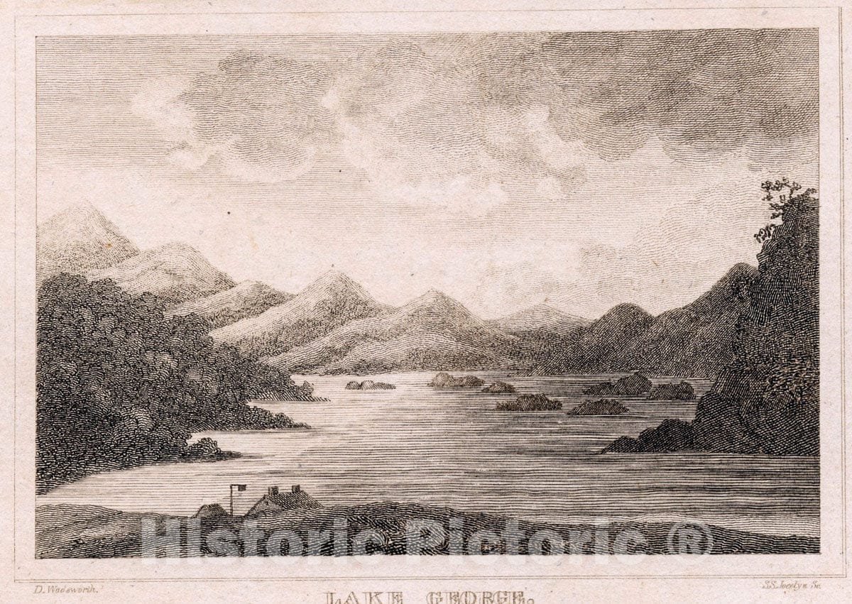 Art Print : c.1760 , Lake George from Fort George - Vintage Wall Art