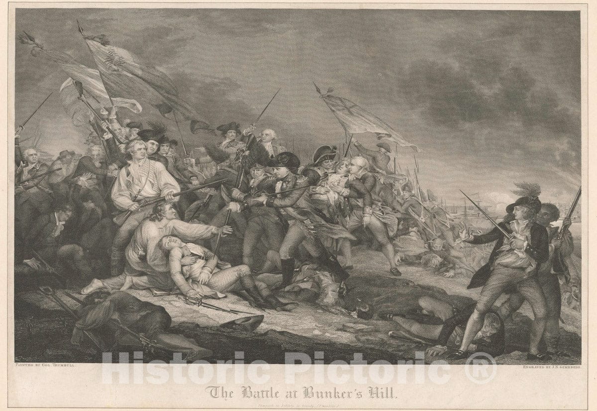 Art Print : The Battle at Bunker's Hill. - Vintage Wall Art V2