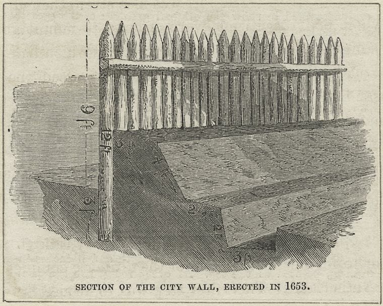 Art Print : Section of The City Wall erected in 1653 - Vintage Wall Art