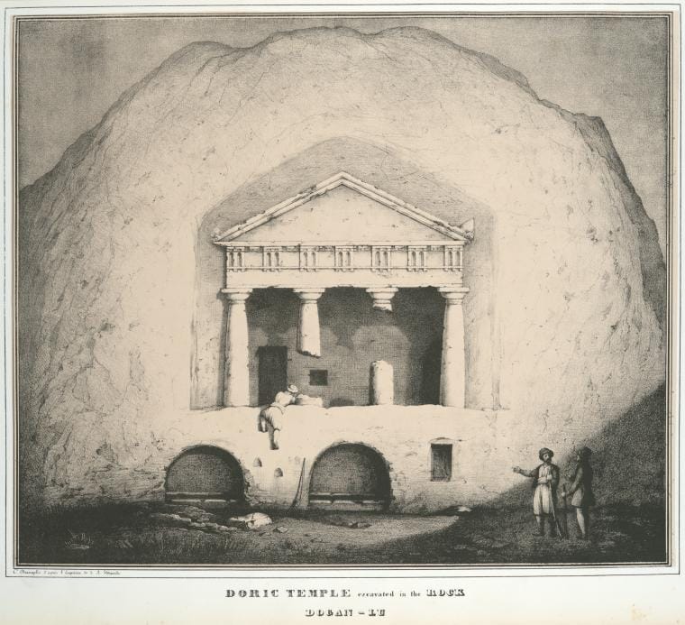 Art Print : 1842, Doric Temple, Dogan-lu [Gerdek Kaya]. - Vintage Wall Art