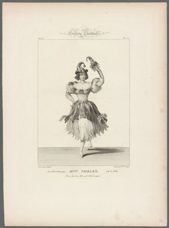 Art Print : Melle. Noblet, role de Folie, Dans Gustave III; ou Le bal Masque, Acc'ie r'le de Musique, 1801 - Vintage Wall Art