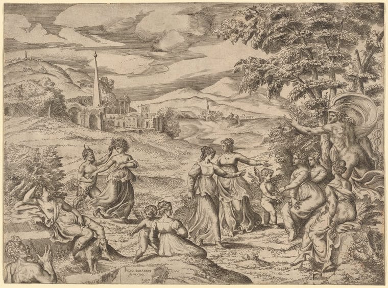 Art Print : Mercury Surprising The Daughters of Aglauros, 1501-1600 - Vintage Wall Art