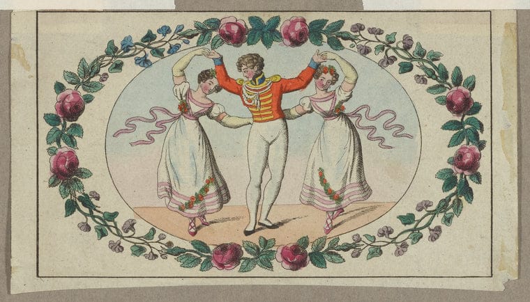 Art Print : Ballroom Dancing, 1820 - Vintage Wall Art