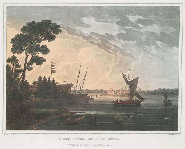 Art Print : 1819, Norfolk, from Gosport, Virginia. - Vintage Wall Art