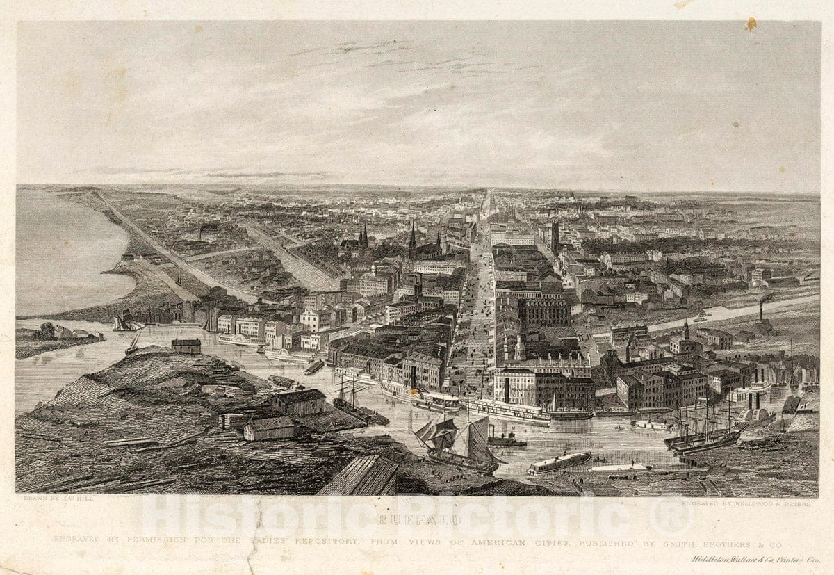 Art Print : 1855, Buffalo. - Vintage Wall Art