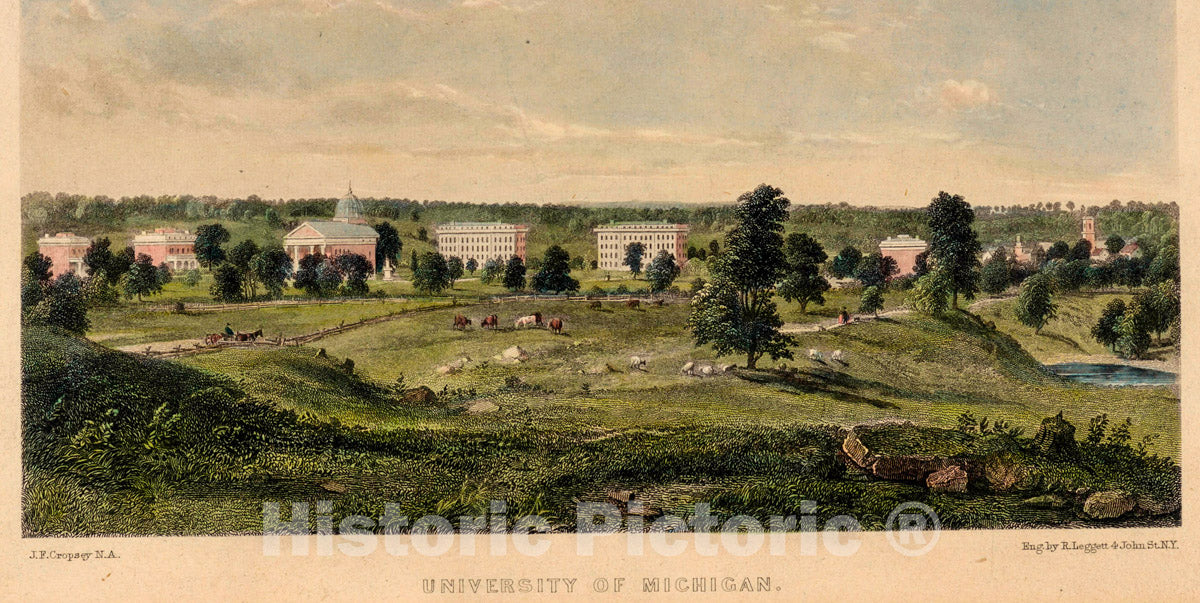 Art Print : 1856, University of Michigan. - Vintage Wall Art